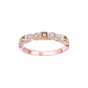 10Kt Rose Gold Diamond 1/10Ctw & Citrine 1/7Ctw Ring