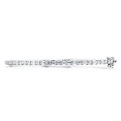 18K White Gold Emerald-Cut and Round Diamond Bangle Bracelet