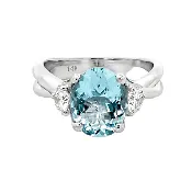 Aquamarine & Diamond Fashion Ring in White Gold (200-01320)