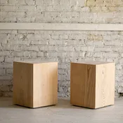 Hyo Table Coastal Vibe | Cypress Wood Cube Side Table