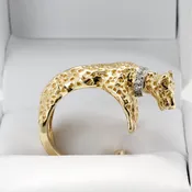 14kt Gold Jaguar Wrap Ring with Diamond Collar