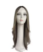 Blonde Long Wig – 26” European Remy Human Hair with Dark Roots