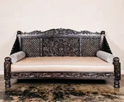 Hand Carved Lotus Daybed