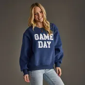 Blue Game Day Textured Letter Sweatshirt