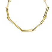 14k Gold Italian Elongated Bar Link Chain Necklace
