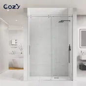 50-55″ W X 76″ H Frameless Single Sliding Shower Door with 3/8″ (10mm) Clear Tempered Glass, Shatter-Resistant Film