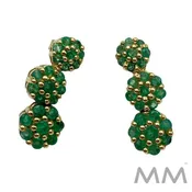 10K Yellow Gold 1980’s Fixed Drop Earrings with Natural Emeralds