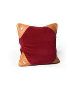 Leather and Fabric Maroon Pillow