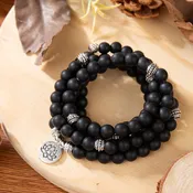Black Onyx 108 Mala Beads Stone Healing Inspirational Balancing Calm Bracelet