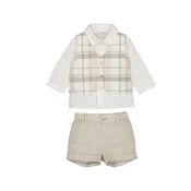 2PC BOTTON UP TOP WITH PLAID VEST AND SHORTS 1269
