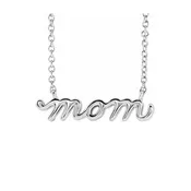14K Petite Mom Script Necklace