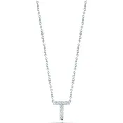 0.04ct Diamond Love Letter "T" Pendant in 18K White Gold