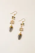 Alchemy Grey Moonstone Bezel, Labradorite, Pearl Dangle Earrings
