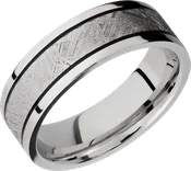Cobalt chrome 7.5mm flat band with an inlay of authentic Gibeon Meteorite