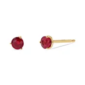 14k Gold Round Ruby Studs