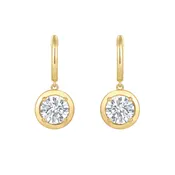 Bezel Set Round Lab Diamond Drop Earrings
