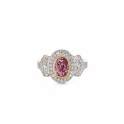 Platinum & 18K Gold Unheated Padparadscha Sapphire & Diamond Ring