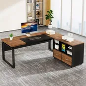 Bureau de direction en L avec classeur