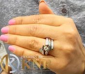 14k solid and heavy white gold princess cut natural diamond ring engagement ring and two matching bands tension set Bridal Set 2.00ctw