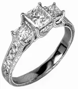 1 1/2ct Princess Cut Three Stone Ring