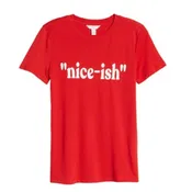 1901 By Nordstrom Christmas Holiday Graphic Print Nice-ish T-shirt Red LARGE NEW