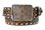Angel Ranch Women's Belt 1 1/2 Floral Embossed Brown