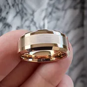 8 mm 18 Kt Gold Tungsten & Brushed Center “Rose Gold – 8”