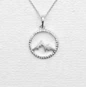 14kt White Gold and Diamond Circle Mountain Pendant — McGough & Company