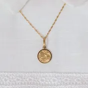 14K Solid Gold Baptism Charm with Chain
