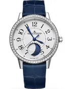 Jaeger LeCoultre Rendez- Vous Moon Automatic Silver Dial Diamond Bezel Leather Strap Women's Watch Q3578420