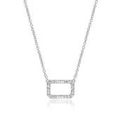 14KW Gold Open Rectangle Shape Pave Diamond Pendant .24CT 16"