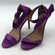Banana Republic Purple Suede Bow Ankle Strap Stiletto Heels Size 9