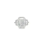 14Kt WG  Bezeled Emerald Diamond Engagement Ring