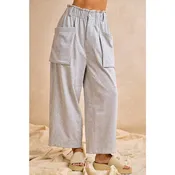 FRENCH TERRY OVERSIZED POCKETS WIDE LEGS PANTS