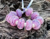 10 Aura Soft Violet Swirl Lampwork Beads Mix SRA