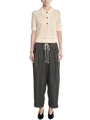 Balloon Drawstring Trouser in Black Stripe