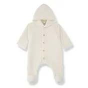 1 More In The Family - Hooded Button Up Bundler Footie - Ecru