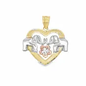 10K Elegant Elephant Heart Pendant