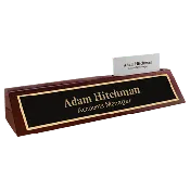 10 1/2" Rosewood Piano Finish Desk Wedge with Business Card Holder
