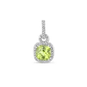10K White Gold Peridot and Diamond Pendant