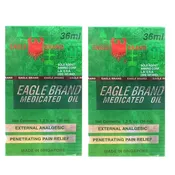 2 Bottles Eagle Brand Medicated Oil, Large Size (1.2oz/36ml)