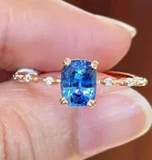 14 Karat Rose Gold with Blue Sapphire