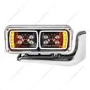 10 High Power LED "Blackout" Projection Headlight Assembly With Mounting Arm - Passenger