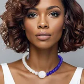 Blue & White Pearl  Bead Necklace