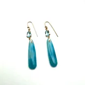 Earrings Larimar Drops with Blue Topaz 14k  #82368 — Everett Designs