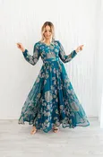 Adoria Teal Floral Velvet Maxi - DM Exclusive - Maternity Friendly  - LOW STOCK