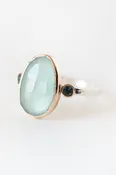 14k Aquamarine + Blue Topaz Ring