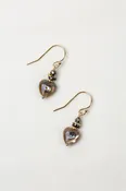 Alchemy Faceted Pyrite With Abalone Shell Hearts Simple Earrings