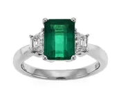 Emerald and Diamond Trapezoid Ring