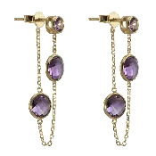 14K Yellow Gold Amethyst Chain Earring